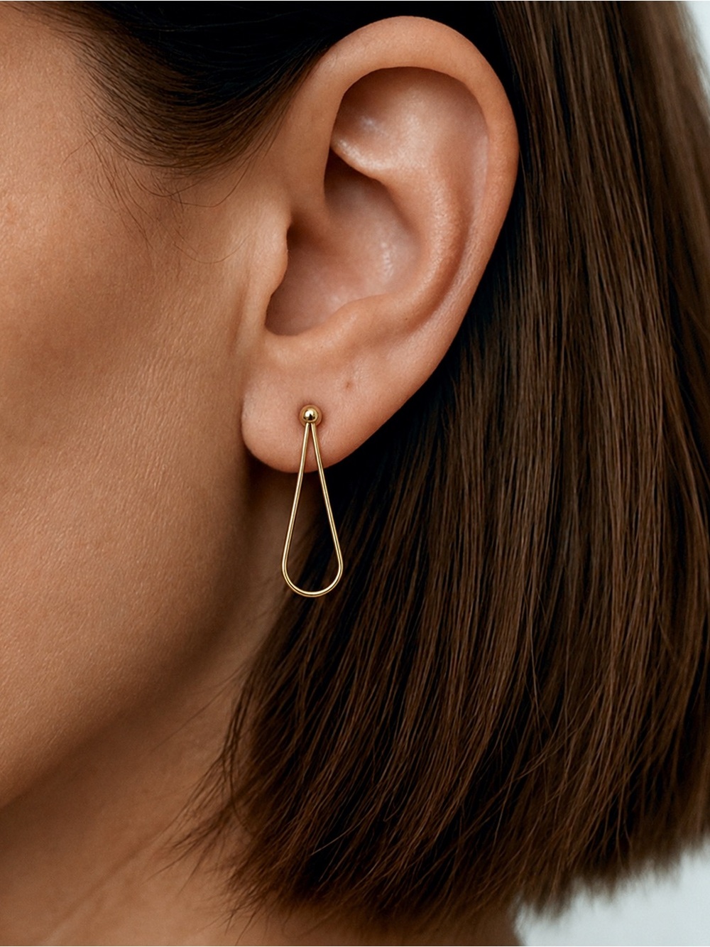 Boutique Gold Plated Brass Teardrop & V-Chain Dangle Earrings - Picture 3 of 5